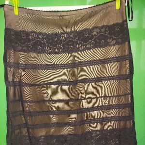 I N C Womens Skirt Size L Black Crocheted Mesh Overlay Side Zip